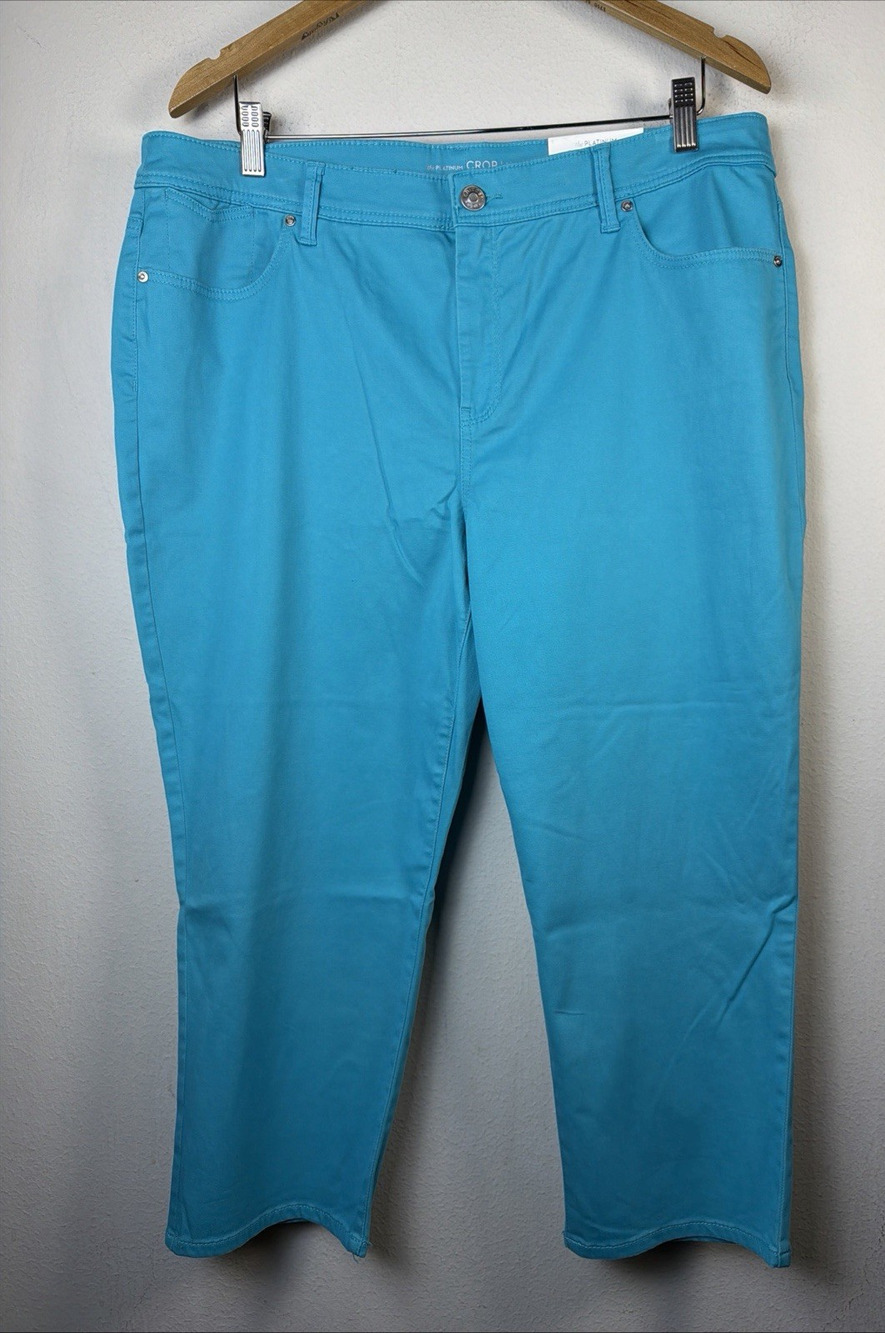 Chico's petite 16 XL Platinum Girlfriend Turquoise blue crop beach Pants NWT - Picture 1 of 10